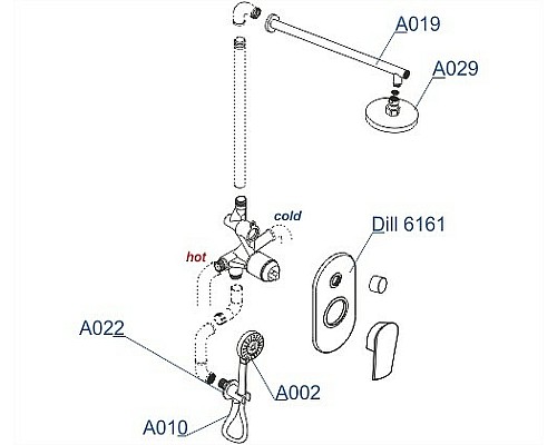 Душевая система WasserKRAFT Dill A16629 Хром