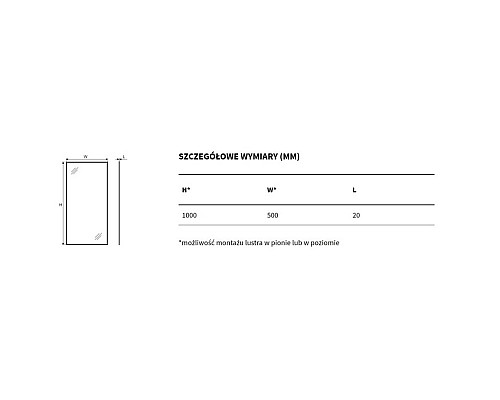 Зеркало прямоугольное Excellent Kuadro 100x50 белый мат