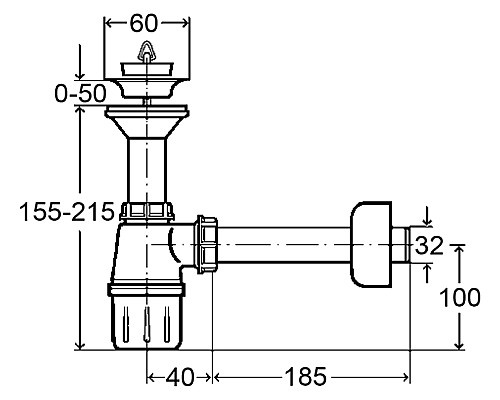 Сифон для раковины Viega 103927 с пробкой