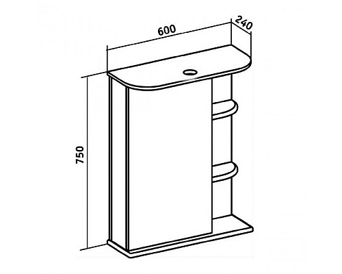 Зеркальный шкаф Runo Магнолия 60 00000000030 левый