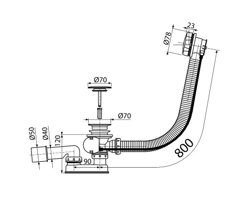 Слив-перелив Koller Pool B70CPMA80 полуавтомат Хром