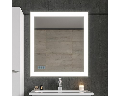 Зеркало Бриклаер Вега 75 4627125414374 с подсветкой с бесконтактным выключателем и часами