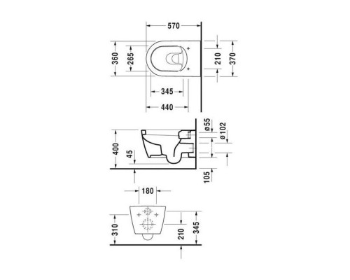 Унитаз Duravit ME by Starck 2528090000 подвесной без крышки-сиденья
