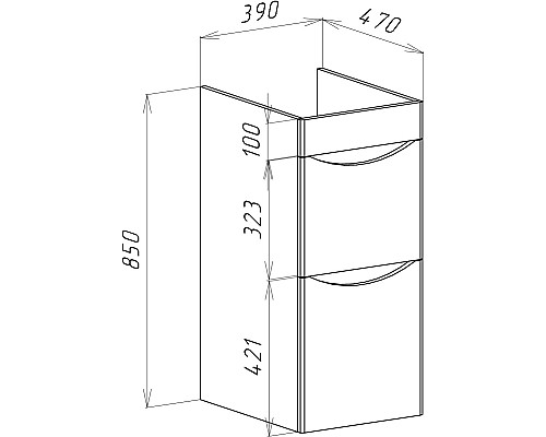 Тумба под раковину Bellezza Олиссия 100 4639417110420 Серая