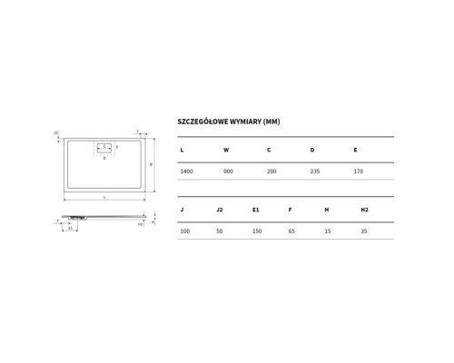 Поддон Excellent Lavano 140x90 см капучино