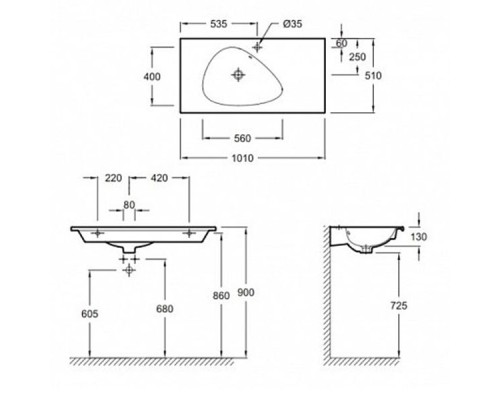 Подвесная раковина-столешница Jacob Delafon 101 x 51 см EXAQ112-Z-00
