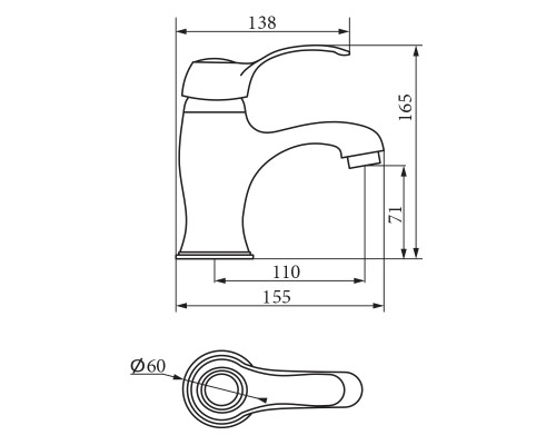 Смеситель для раковины Veragio Grazia монокомандный, бронза