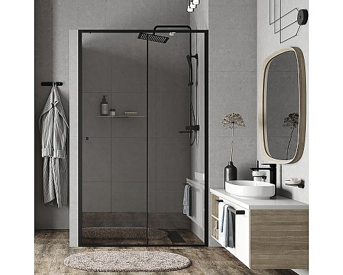 Душевая дверь WasserKRAFT Dill 120 61S05 профиль Черный матовый стекло прозрачное