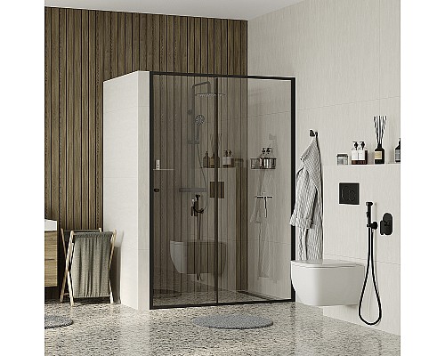 Душевая дверь WasserKRAFT Dill 120 61S05 профиль Черный матовый стекло прозрачное