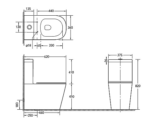 Унитаз компакт SantiLine SL-5014 с бачком и сиденьем Микролифт