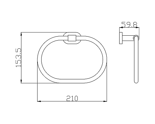 Кольцо для полотенец Rav Slezak Yukon YUA0104CMAT Черное матовое