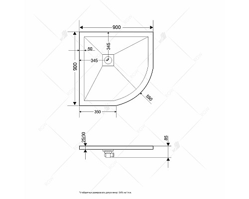 Душевой поддон из искусственного камня RGW Stone Tray ST/R-G 90х90 16153099-02 Графит