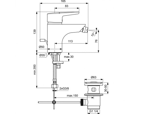 Смеситель для биде Ideal Standard Connect Blue Хром