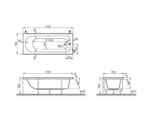 Акриловая ванна VitrA Neon 170x70 52530001000 Акриловая ванна VitrA Neon 170x70 52530001000