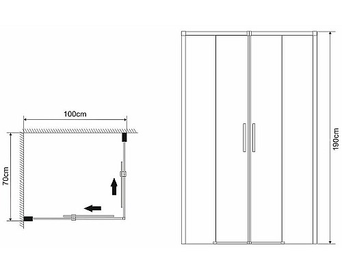 Душевой уголок Grossman Fly 70х100 GR-7010Fl профиль Хром стекло прозрачное