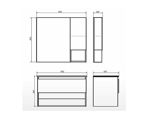 Зеркало со шкафом Comforty Бордо 90 00-00006663 Дуб тёмно-коричневый