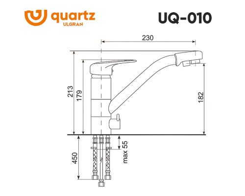 Смеситель для кухни Ulgran Quartz Уголь