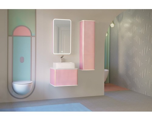 Зеркальный шкаф Jorno Pastel 46 с подсветкой Розовый иней