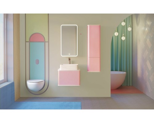 Зеркальный шкаф Jorno Pastel 46 с подсветкой Розовый иней