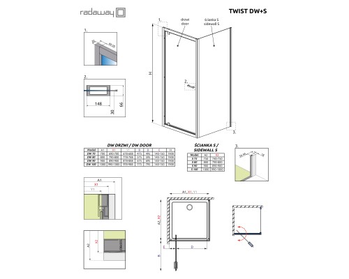 Душевая дверь Radaway Twist DW 70x190 382000-01 профиль Хром стекло прозрачное
