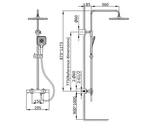 Душевая система Vincea Next VSFS-1N0TMB с термостатом Черная матовая