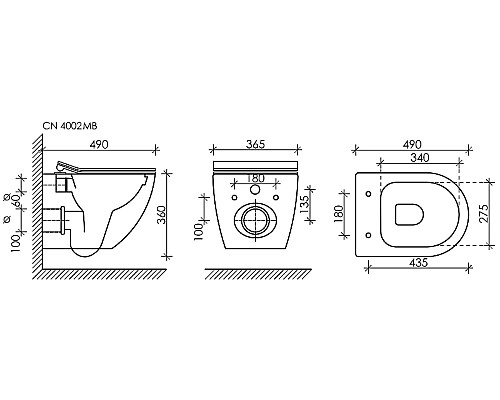 Комплект унитаза с инсталляцией Ceramica Nova Metropol CN4002MB_1001B_1000 с сиденьем Микролифт и Черной матовой клавишей смыва