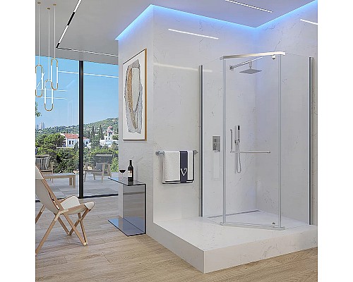 Душевой уголок Veconi Rovigo RV-36 80x80 RV36-80-01-C5 профиль Хром стекло прозрачное