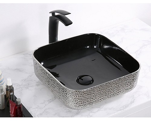 Раковина-чаша CeramaLux 38 D1303H020 Черная Серебро