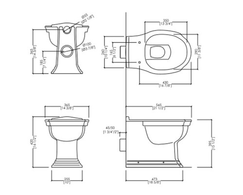 Унитаз Devon&Devon Westminster IBWCWBTW приставной без сиденья