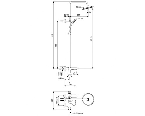 Душевая система Ideal Standard Ideal Rain Cerafine O Хром