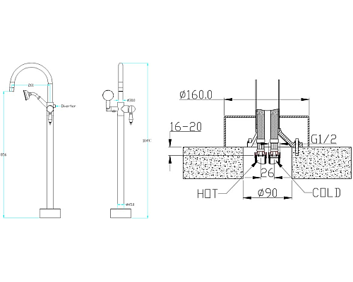 Смеситель для ванны Boheme Medici 309-SW Бронза