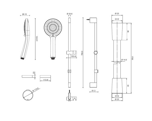 Душевой гарнитур Jacob Delafon Elite E32910-CP Хром