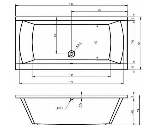 Прямоугольная ванна Riho Julia 190x90 BA6900500000000