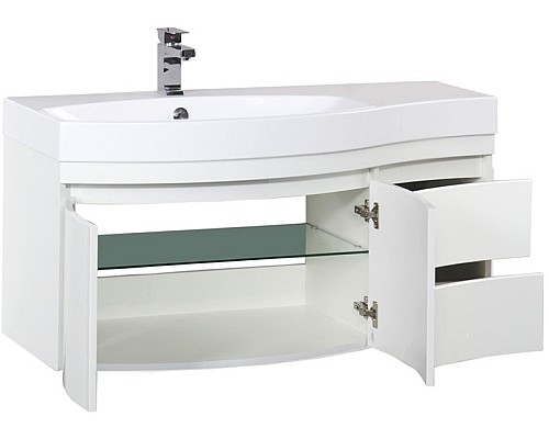 Тумба под раковину Aquanet Опера 115 169613 подвесная 2 дверцы 2 ящика L Белая