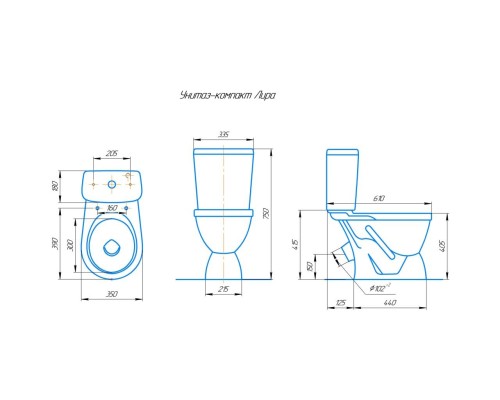 Унитаз компакт Rosa Лира 4620008191096 Белый с бачком и сиденьем