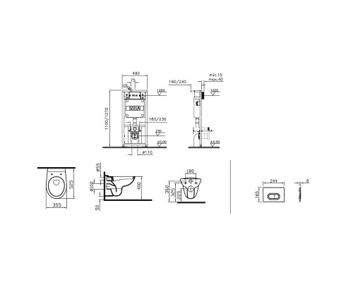 Комплект унитаза с инсталляцией Vitra Normus 9773B003-7201 с сиденьем и кнопкой смыва Белой