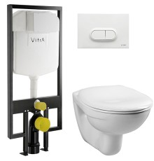 Комплект унитаза с инсталляцией Vitra Normus с сиденьем и кнопкой смыва Белой