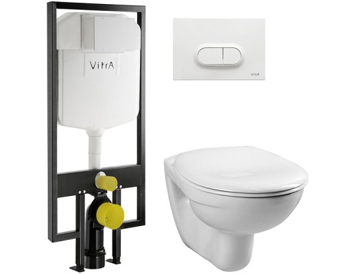 Комплект унитаза с инсталляцией Vitra Normus 9773B003-7201 с сиденьем и кнопкой смыва Белой