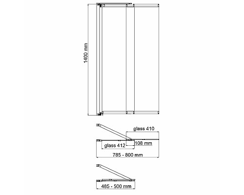 Шторка на ванну WasserKRAFT Dill 80 61S02-80 Fixed профиль Черный стекло прозрачное