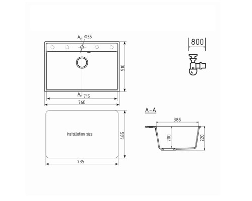 Кухонная мойка Ulgran Quartz Forte 760-06 трюфель