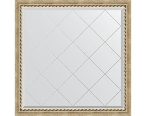 Зеркало Evoform Exclusive-G 103х103 BY 4433 с гравировкой в багетной раме - Состаренное серебро с плетением 70 мм