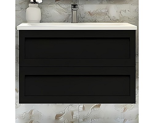 Тумба под раковину Art&Max AM-Platino-1000-2C-SO-NM подвесная Черная матовая