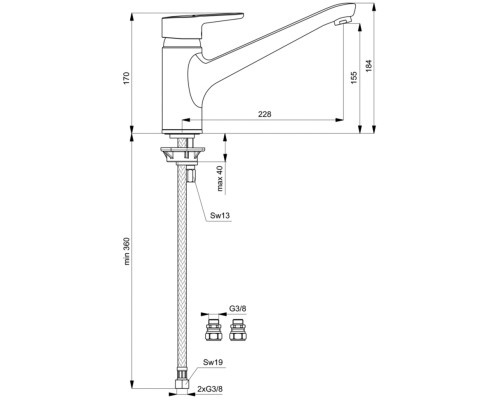 Смеситель для кухни Ideal Standard Connect Blue Хром