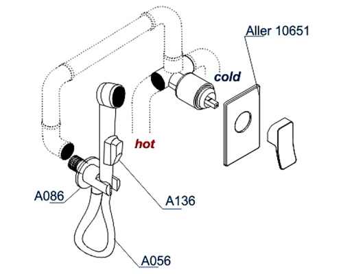 Гигиенический душ со смесителем WasserKRAFT Aller A106156 Хром
