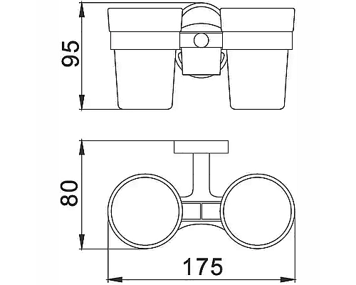 Стакан для зубных щеток Haiba HB1908 двойной Хром
