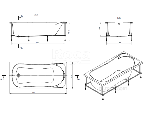 Акриловая ванна Roca BeCool ZRU9303020 прямоугольная белая 190x90