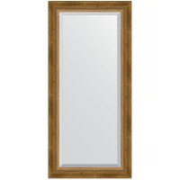 Зеркало Evoform Exclusive 113х53 BY 3484 с фацетом в багетной раме - Состаренная бронза с плетением 70 мм