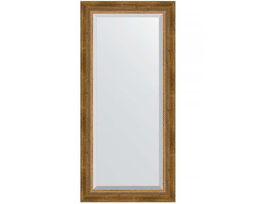 Зеркало Evoform Exclusive 113х53 BY 3484 с фацетом в багетной раме - Состаренная бронза с плетением 70 мм