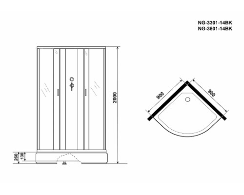 Душевая кабина Niagara Classic 90x90 NG-3301-14BK без гидромассажа