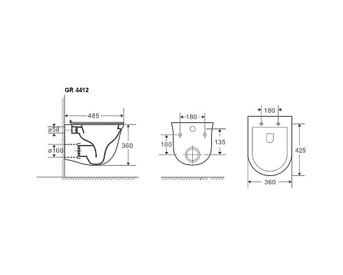 Унитаз Grossman GR-4412MS подвесной с сиденьем Микролифт